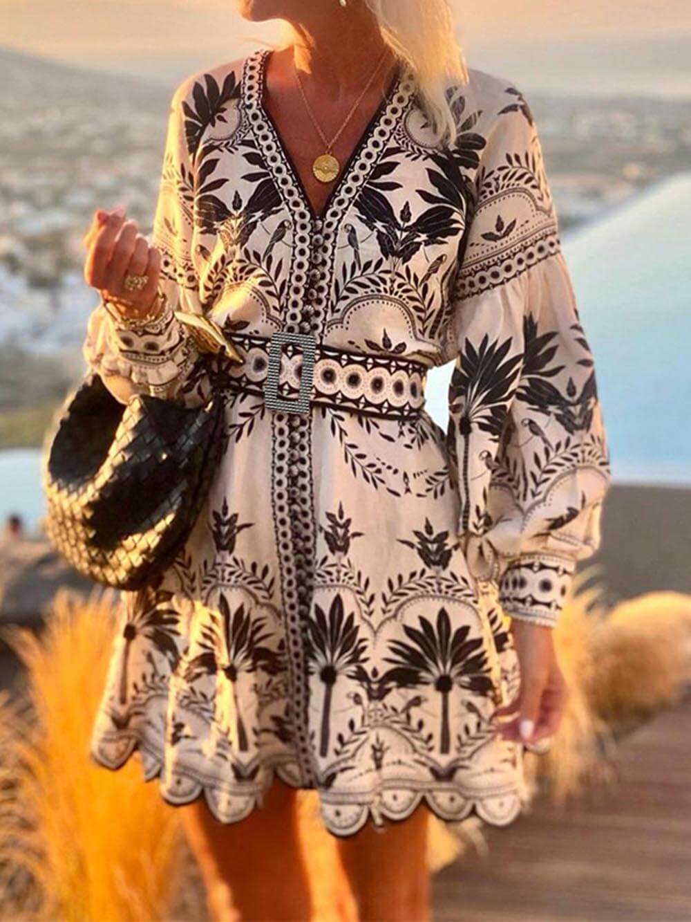 Laila - Printed Beach Loose Mini Dress