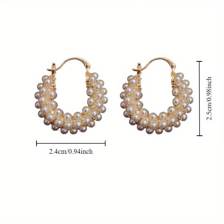 Layered Pearl Hoop Earrings