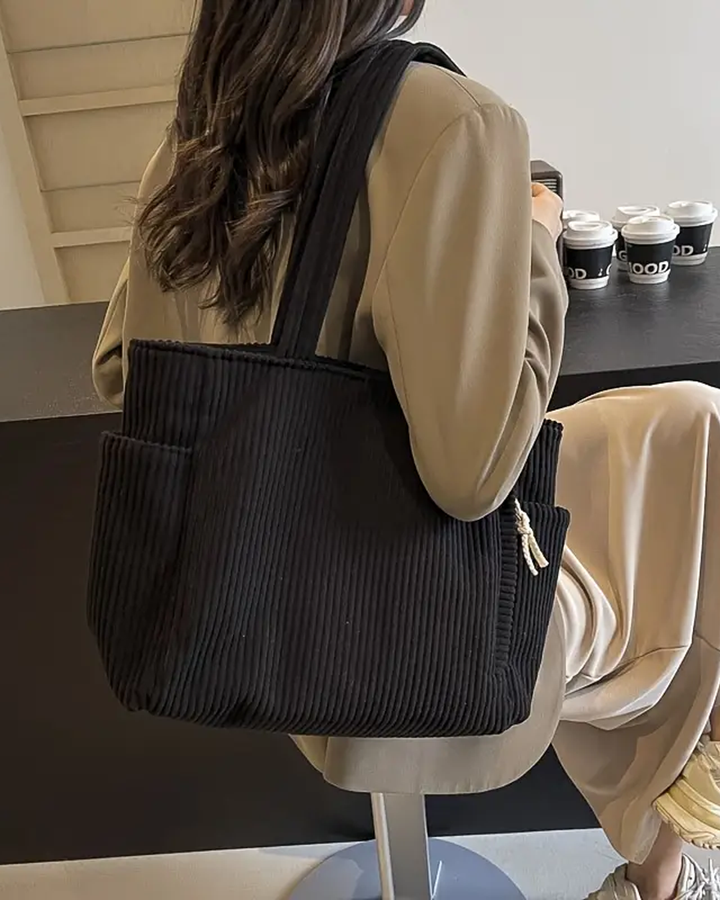 Sienna | Spacious and Striking — Leather Tote with Cord Detail
