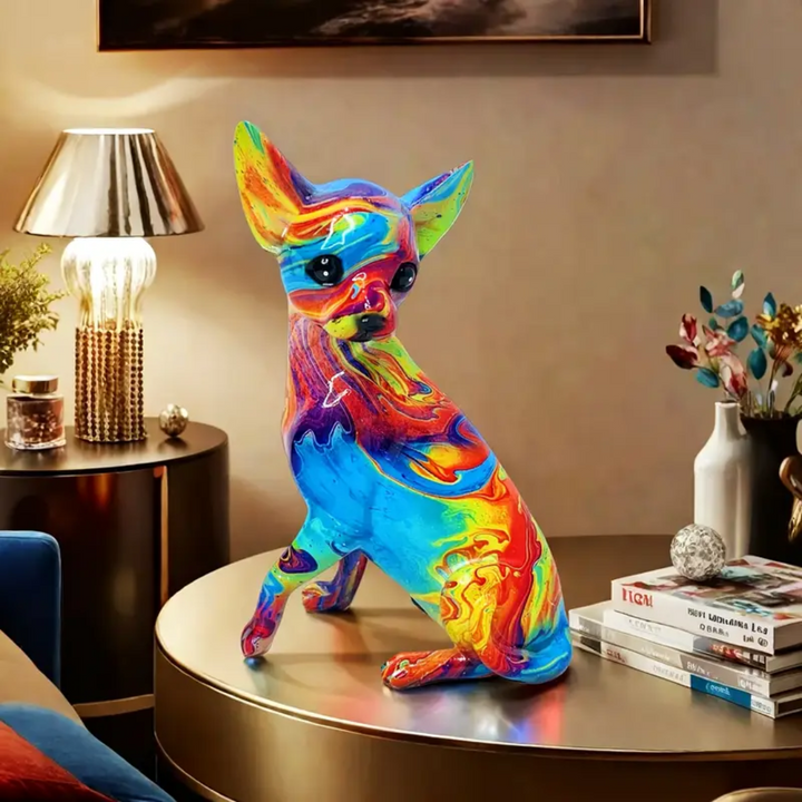 Colorful Resin Chihuahua Table Lamp