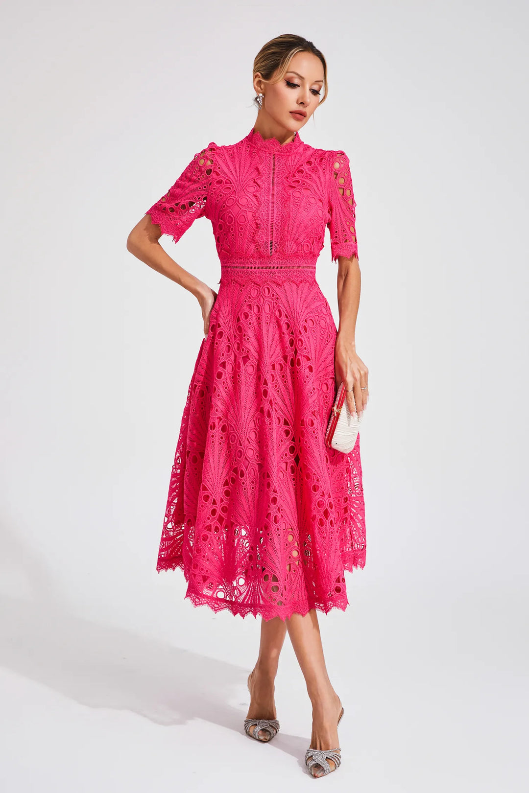 Leigh - Elegant Lace Midi Dress