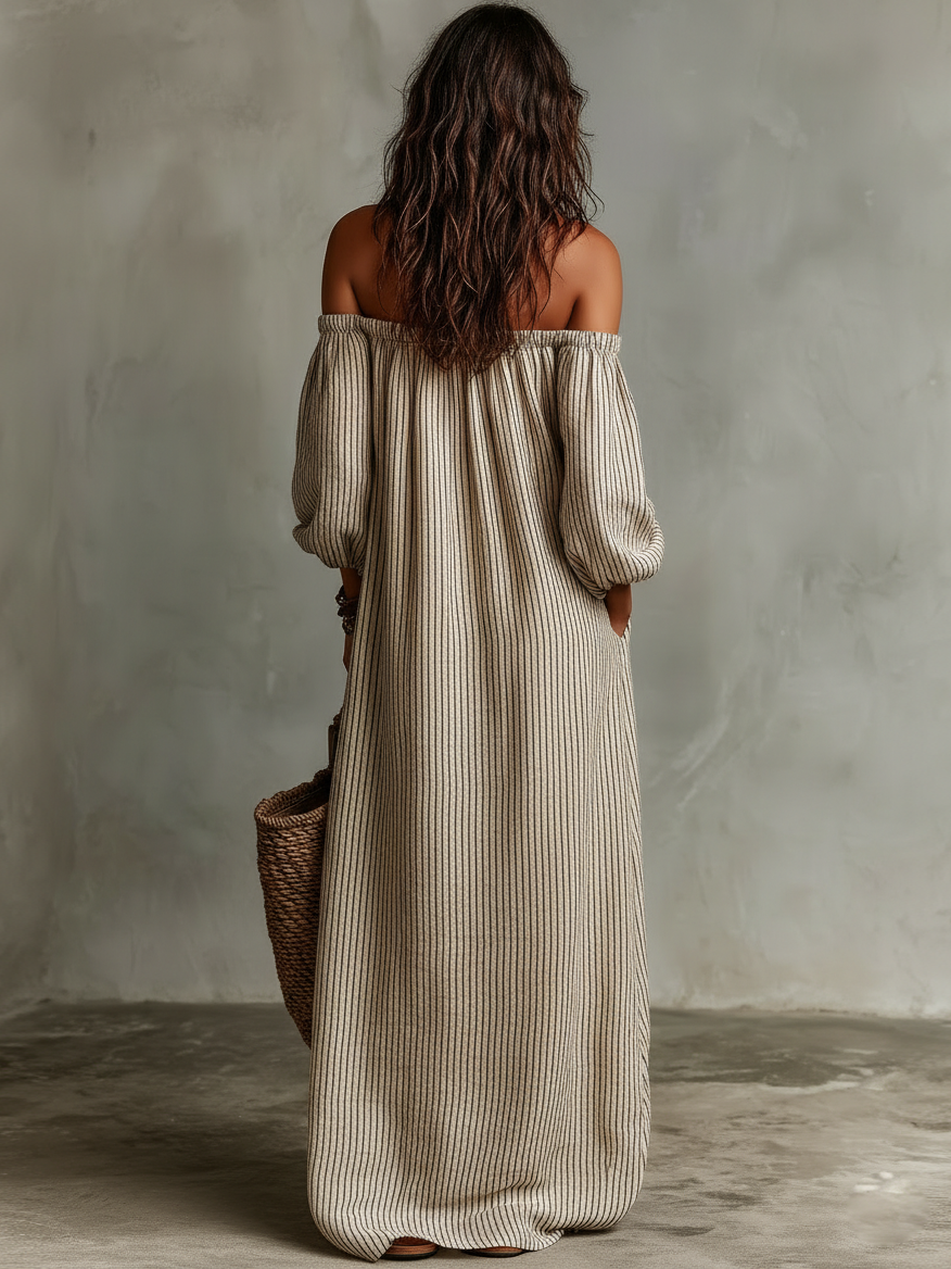 Elena | Long flowy dress with off-shoulder design