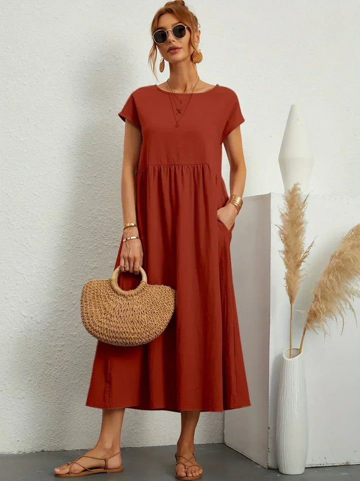 Gabriela™ | Midi fluid dress of timeless elegance