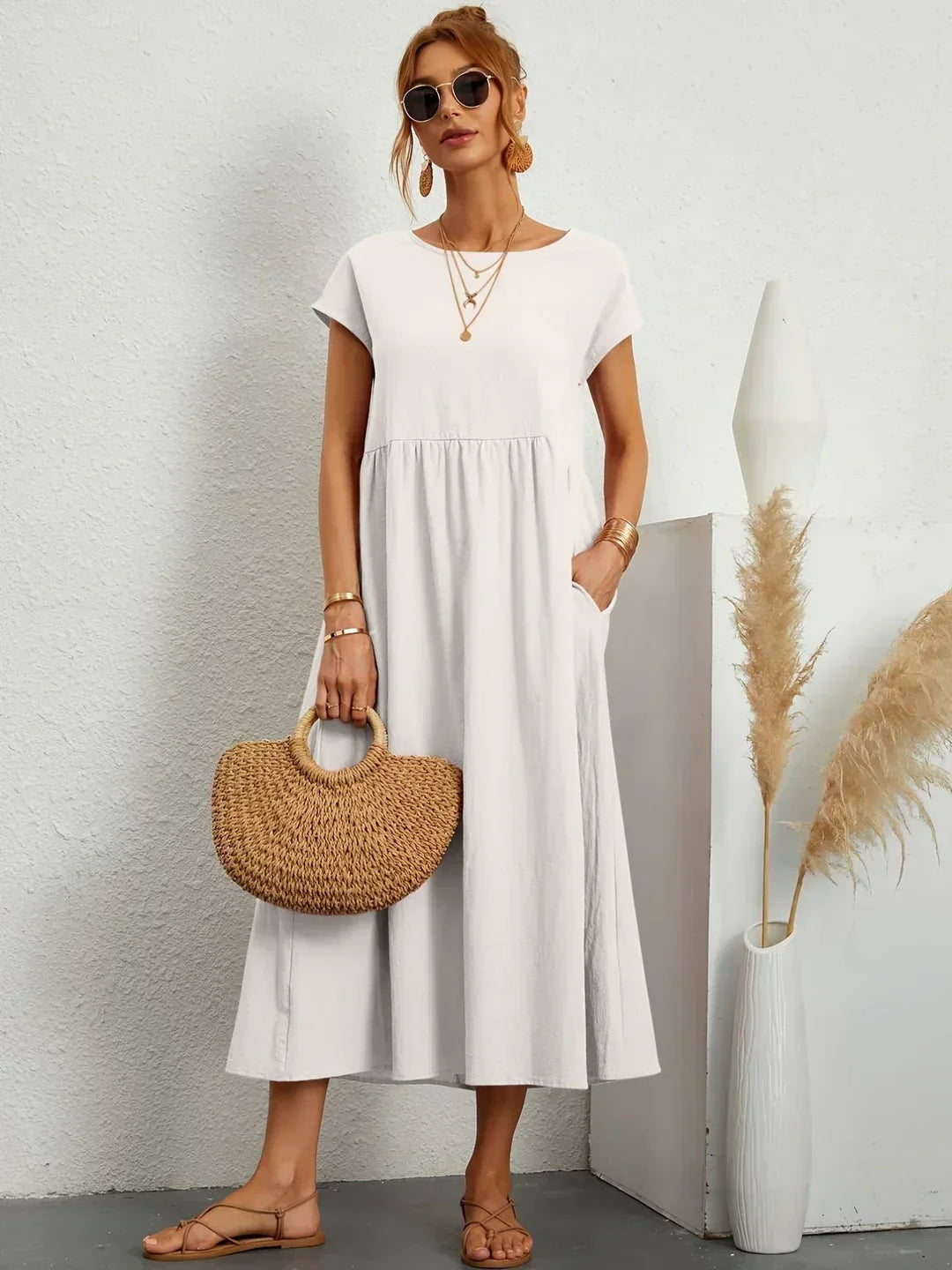 Gabriela™ | Midi fluid dress of timeless elegance
