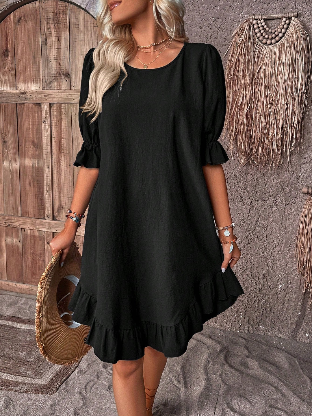 Isolde - Retro Charm Half Sleeve Midi Dress