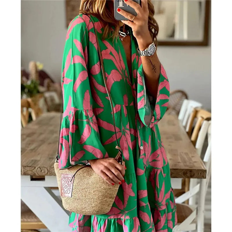 Everlen™ - Boho Bloom Midi Dress