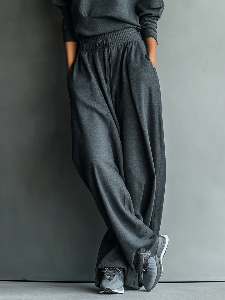 Emma | Knit Set with Stand-Up Collar and Wide Pants