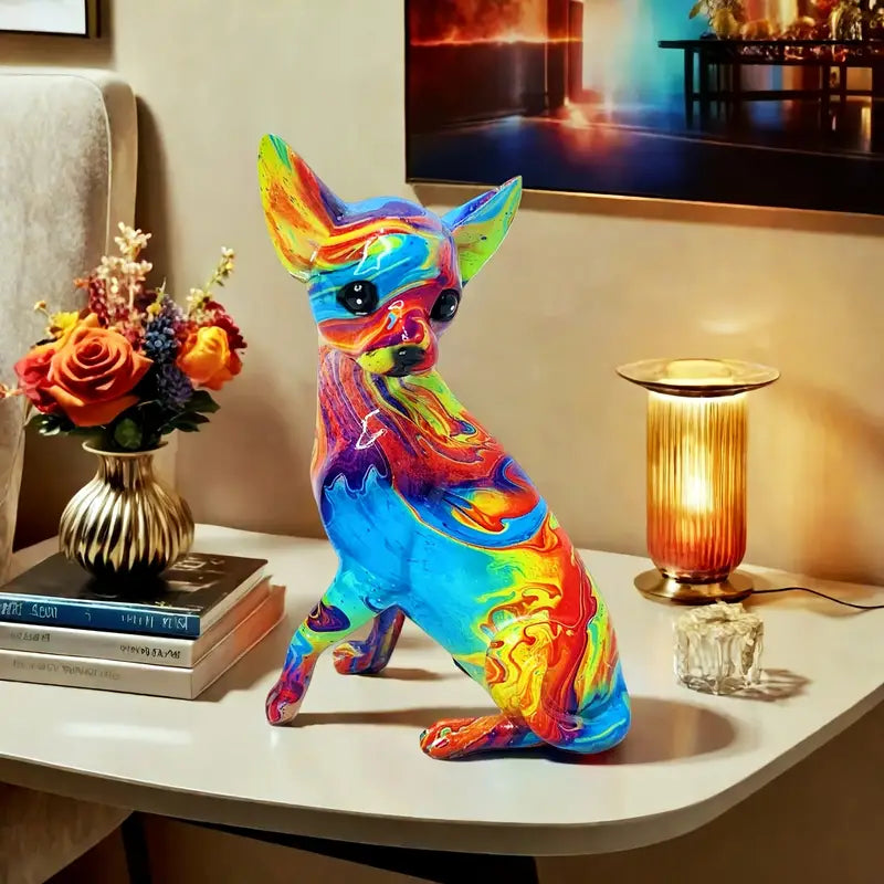 Colorful Resin Chihuahua Table Lamp
