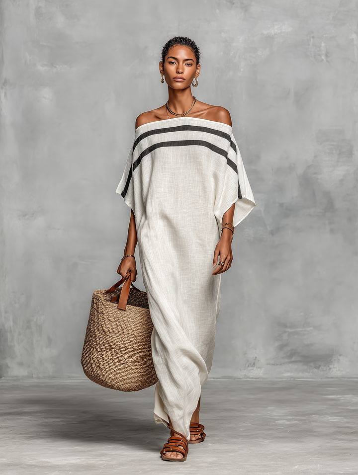 Sophie | Linen Off-Shoulder Maxi Dress