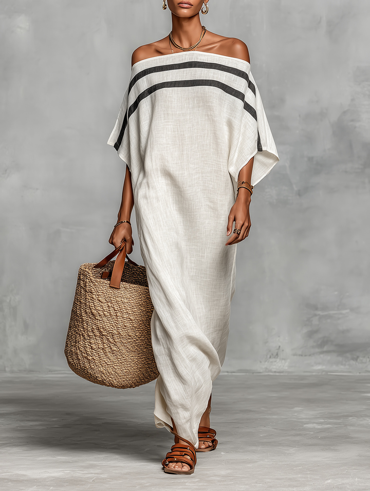 Sophie | Linen Off-Shoulder Maxi Dress