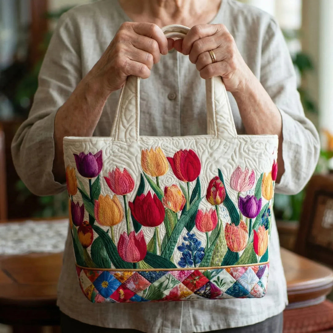 Quilted Tote - Tulip Garden
