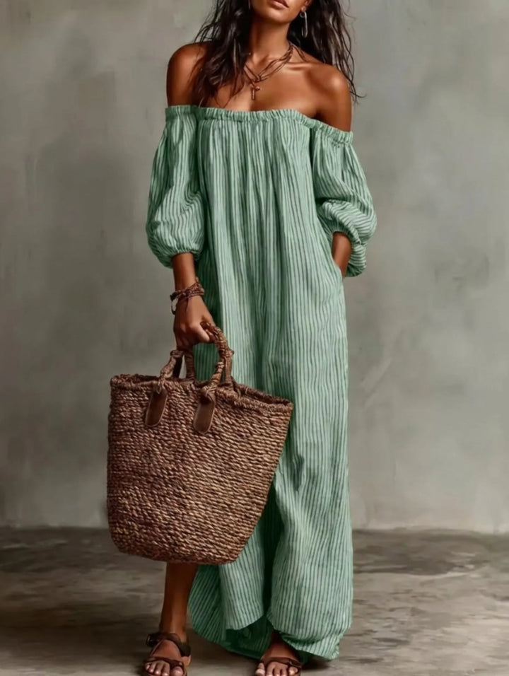 Elena | Long flowy dress with off-shoulder design